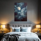 Nächtlicher Himmel Mit Leuchtendem Mond Und Bewölkten Baeumen