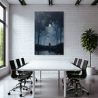 Nebelwaldnacht Mondlicht Figur Am Wasser
