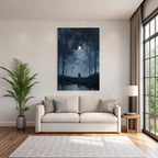 Nebelwaldnacht Mondlicht Figur Am Wasser