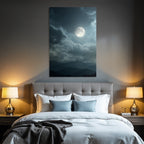 Ruhige Nacht Mit Leuchtendem Mond Und Bergsilhoütten