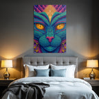 Stilisierte Katze Mit Surrealen Farbmustern