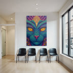 Stilisierte Katze Mit Surrealen Farbmustern