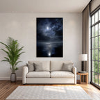 Stille Nachtlandschaft Mit Vollem Mond Und Wasserspiegelung