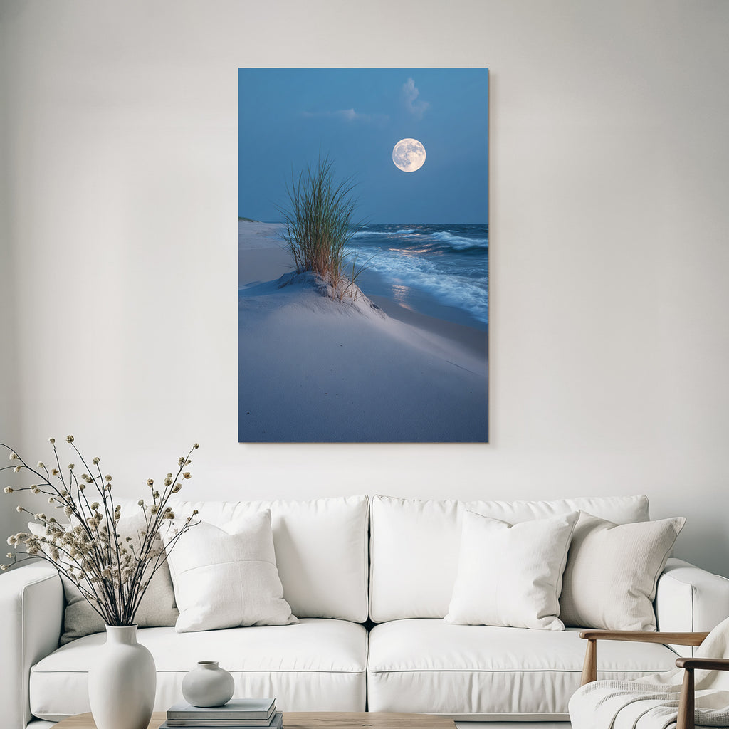 Strandgras Auf Der Sanddüne Unterm Vollmond