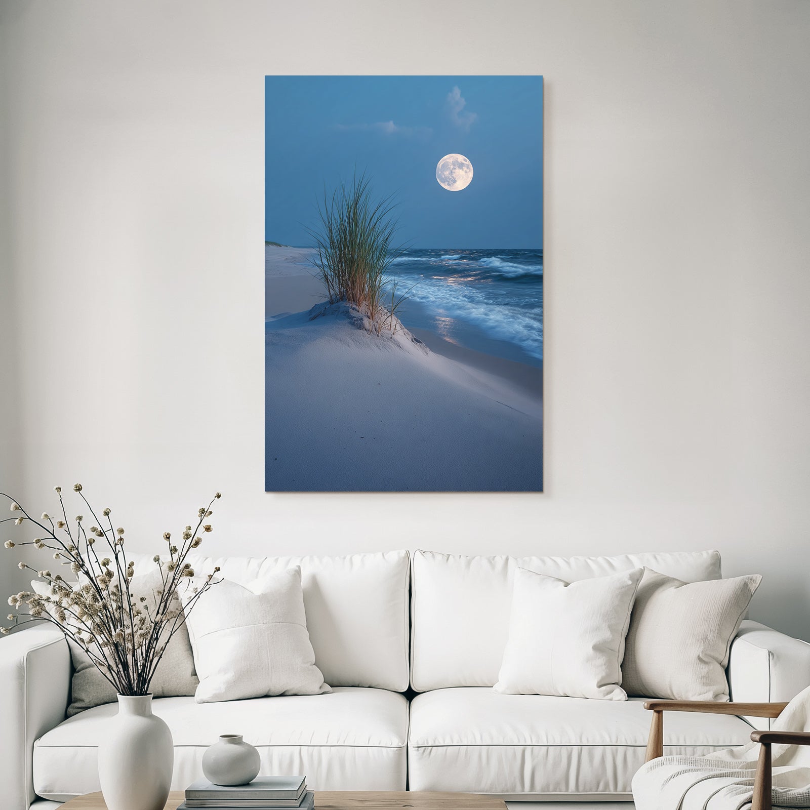 Strandgras Auf Der Sanddüne Unterm Vollmond