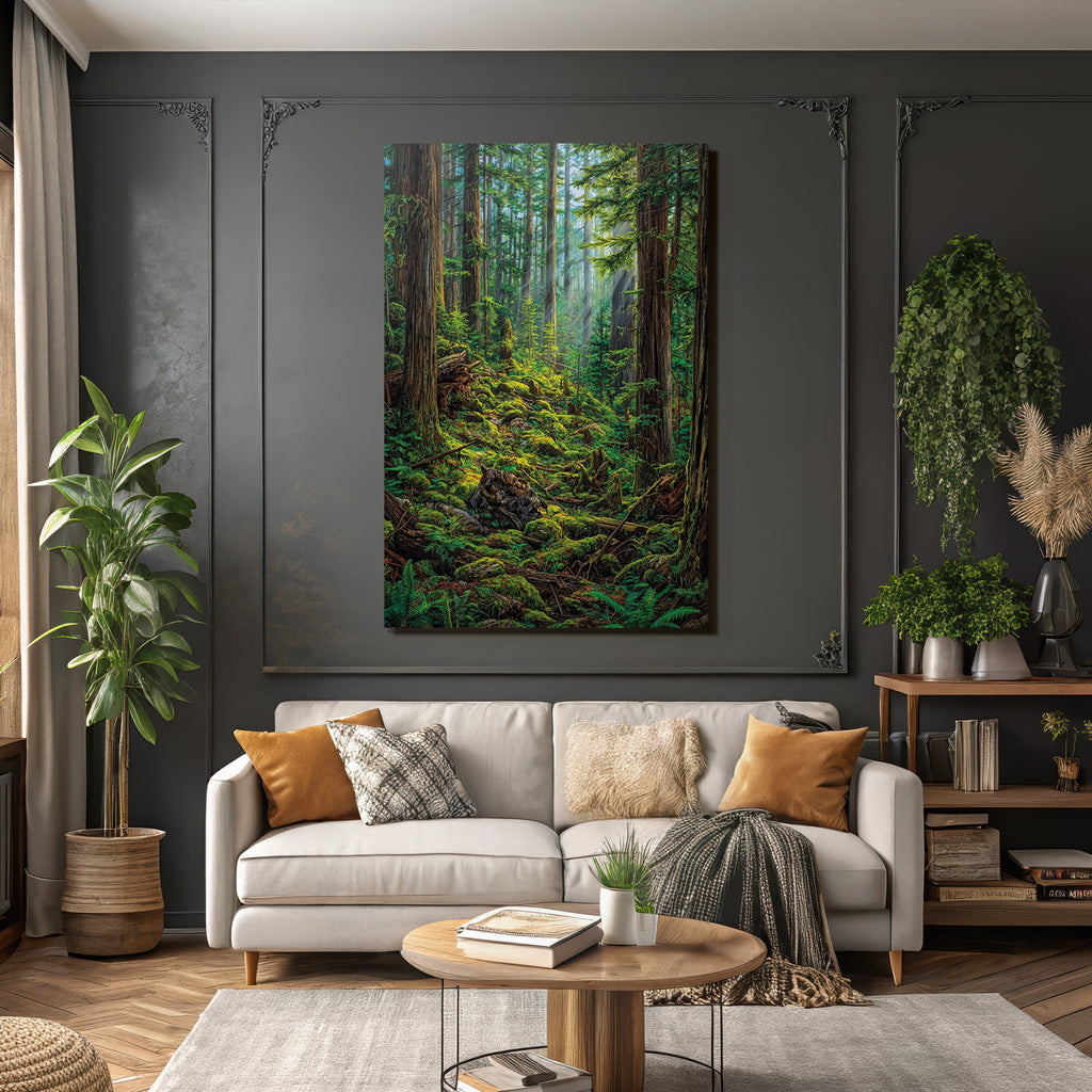 Waldlandschaft Mit Grünem Moos Und Farnen
