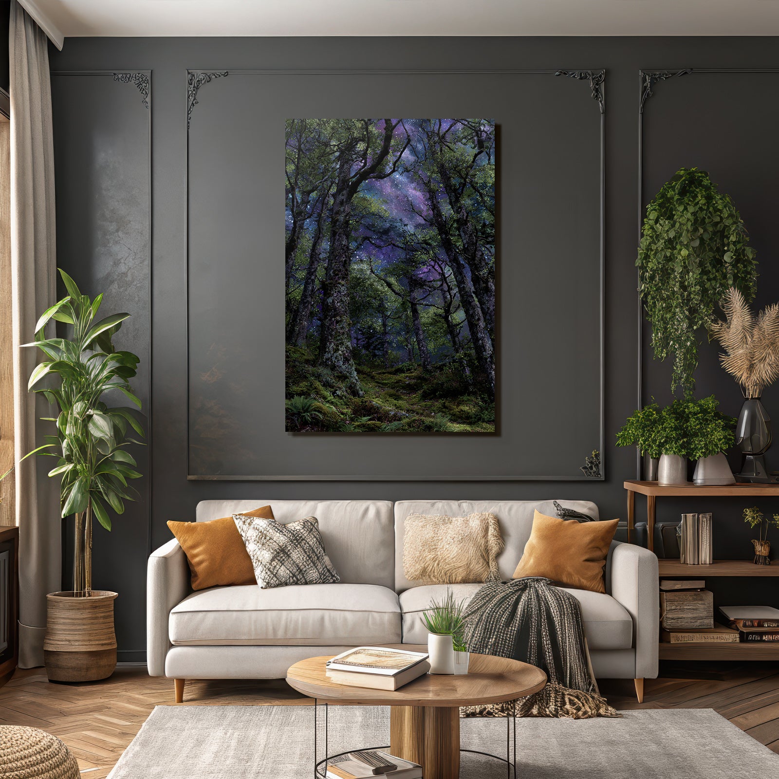 Waldlandschaft Mit Kosmischem Himmel