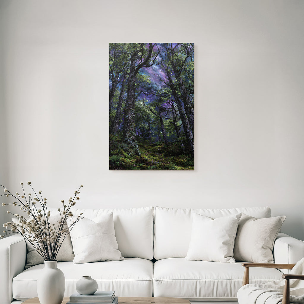 Waldlandschaft Mit Kosmischem Himmel