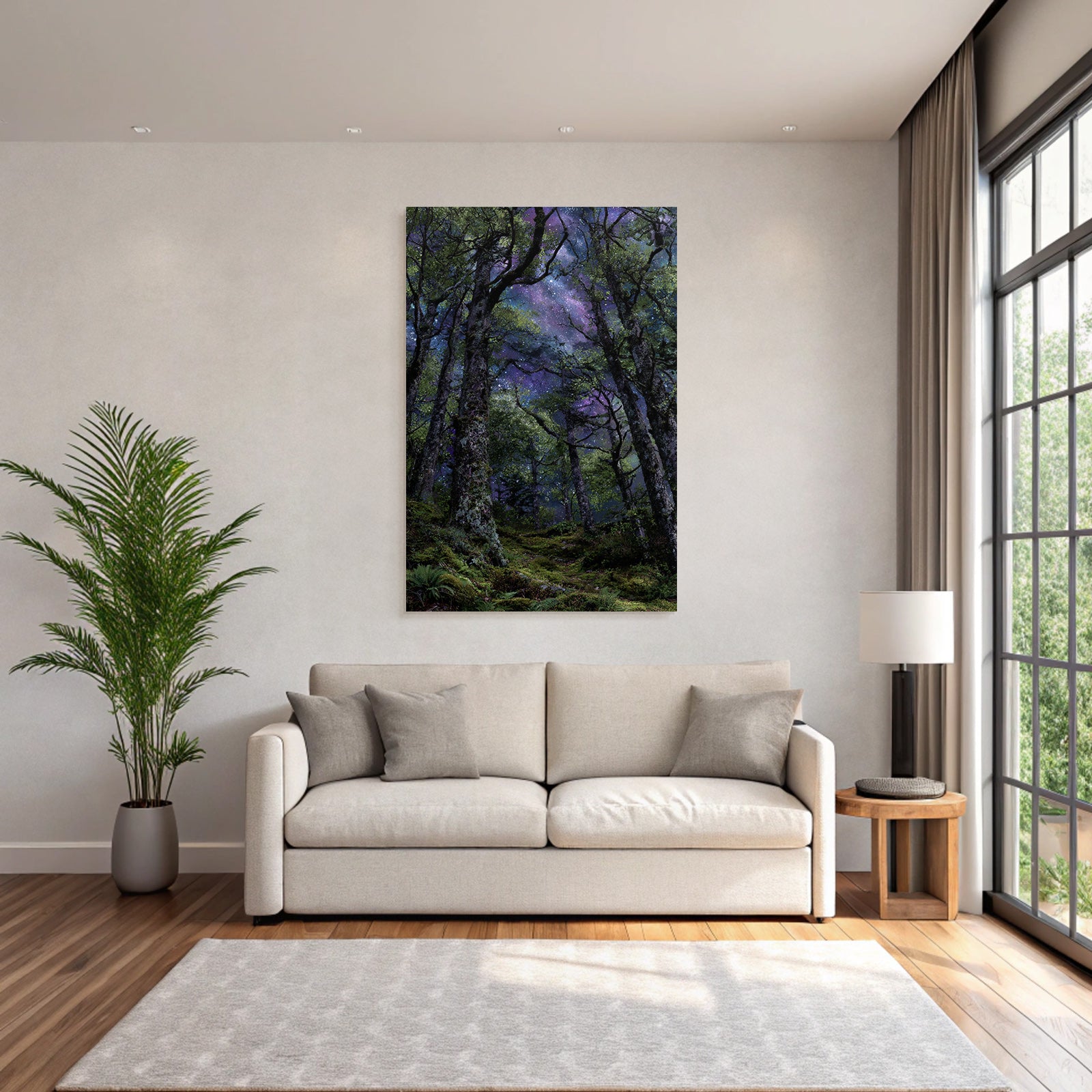 Waldlandschaft Mit Kosmischem Himmel