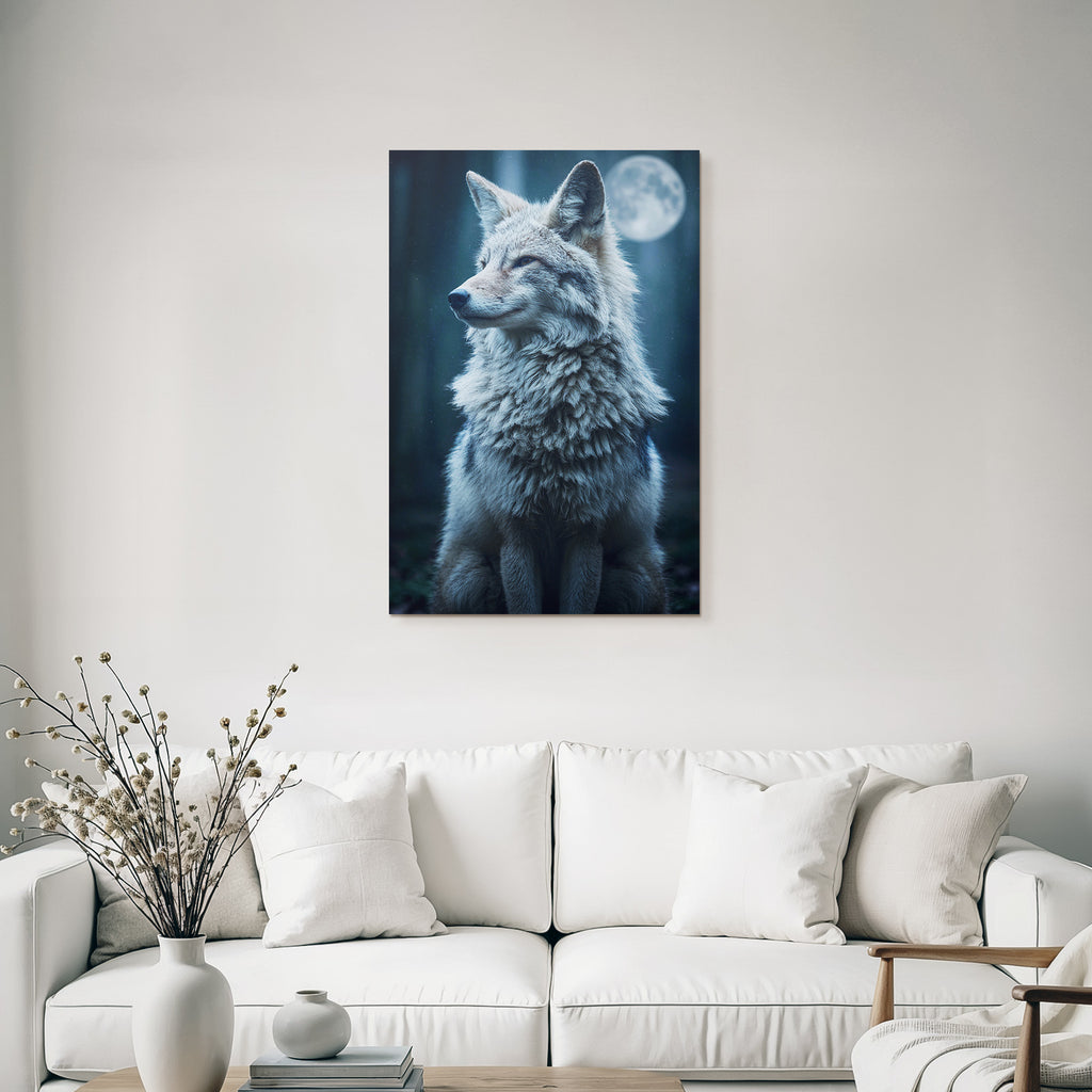 Wolf Mit Vollem Mond Im Wald