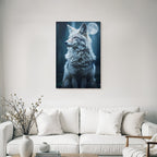 Wolf Mit Vollem Mond Im Wald
