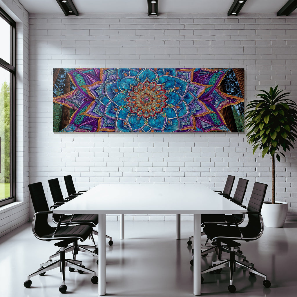 Beruhigendes Blau Lila Mandala Mit Floralem Motiv Im Wald