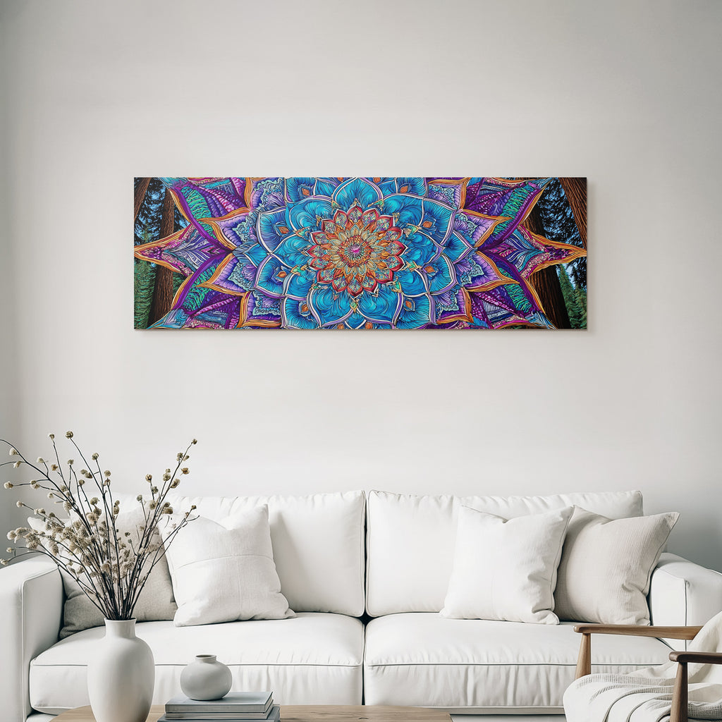 Beruhigendes Blau Lila Mandala Mit Floralem Motiv Im Wald