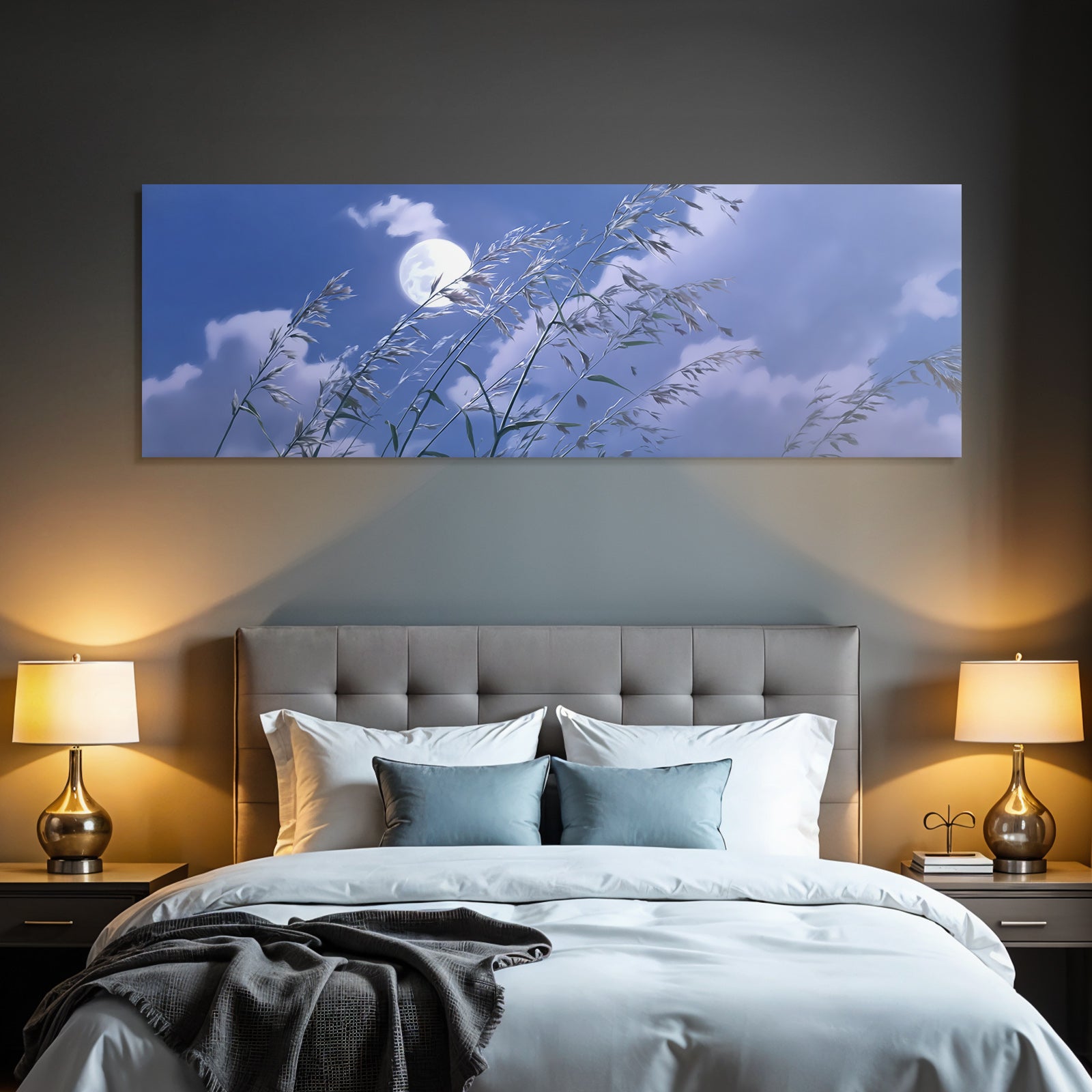 Friedliche Graslandschaft Unterm Vollmond