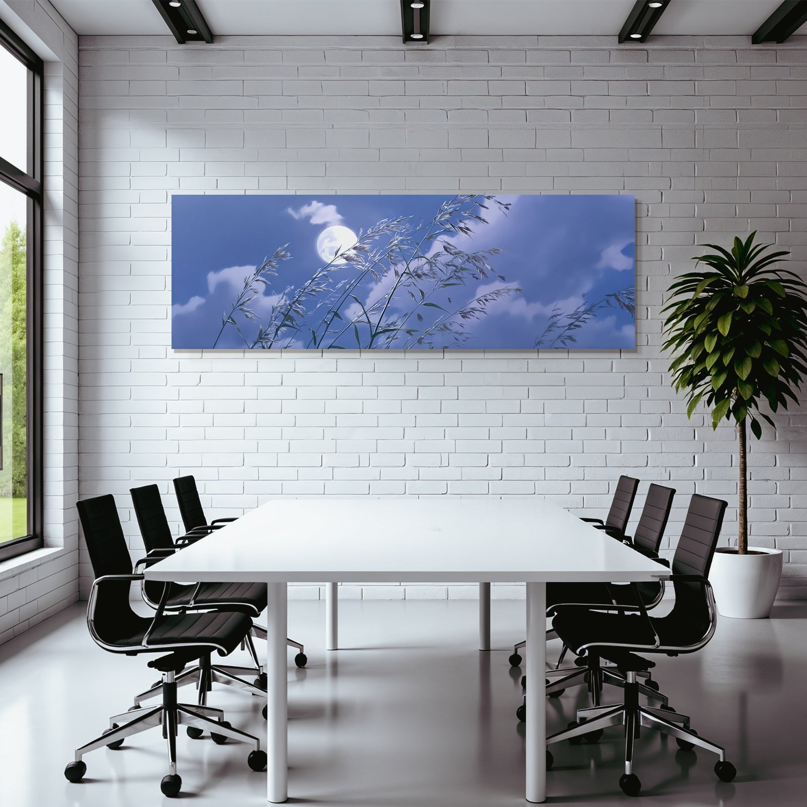 Friedliche Graslandschaft Unterm Vollmond
