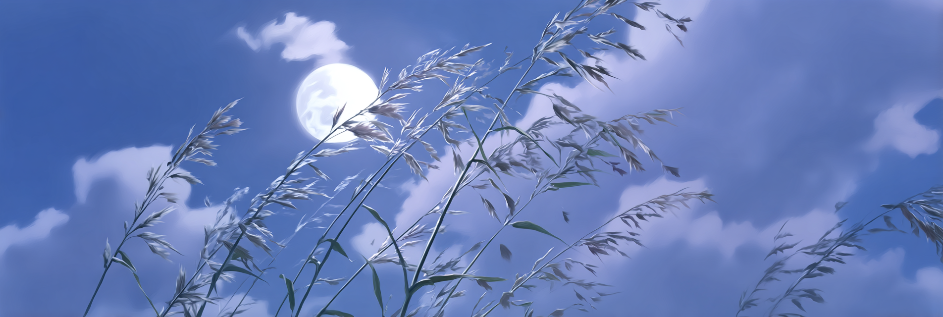 Friedliche Graslandschaft Unterm Vollmond | Psychedelische Kunst | Stilrichtungen