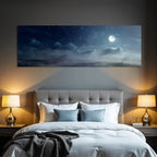 Friedliche Nachtlandschaft Mit Mond Sternen Und Nebel