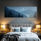 Friedliche Nachtszenerie Mit Mond Und Bergen