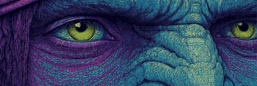 Lebendige Blickkunst Auge Textur Blau Lila Gelb Surreal | Psychedelische Kunst | Stilrichtungen