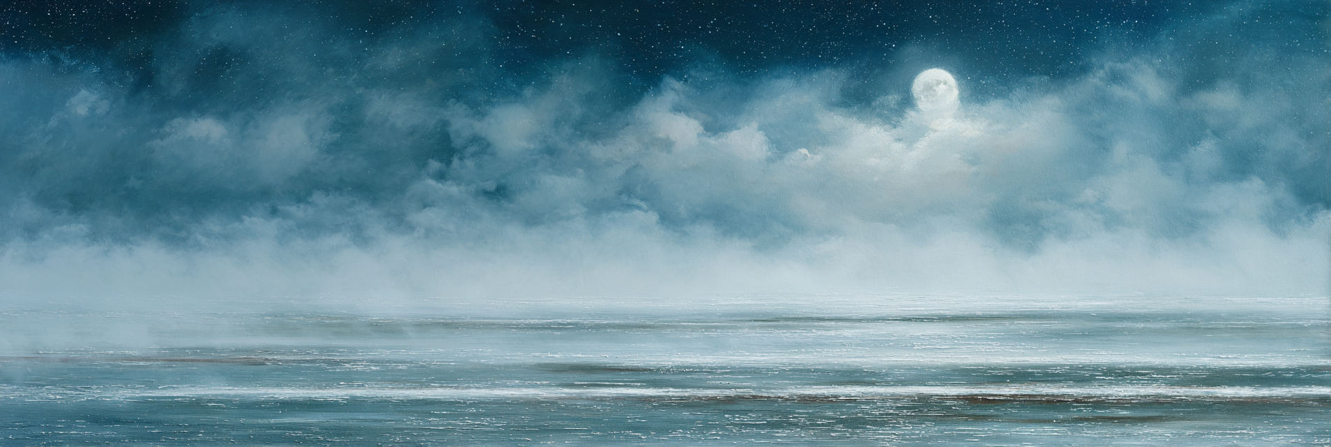 Mondnacht Im Nebel Über Dem Wasser | Psychedelische Kunst | Stilrichtungen