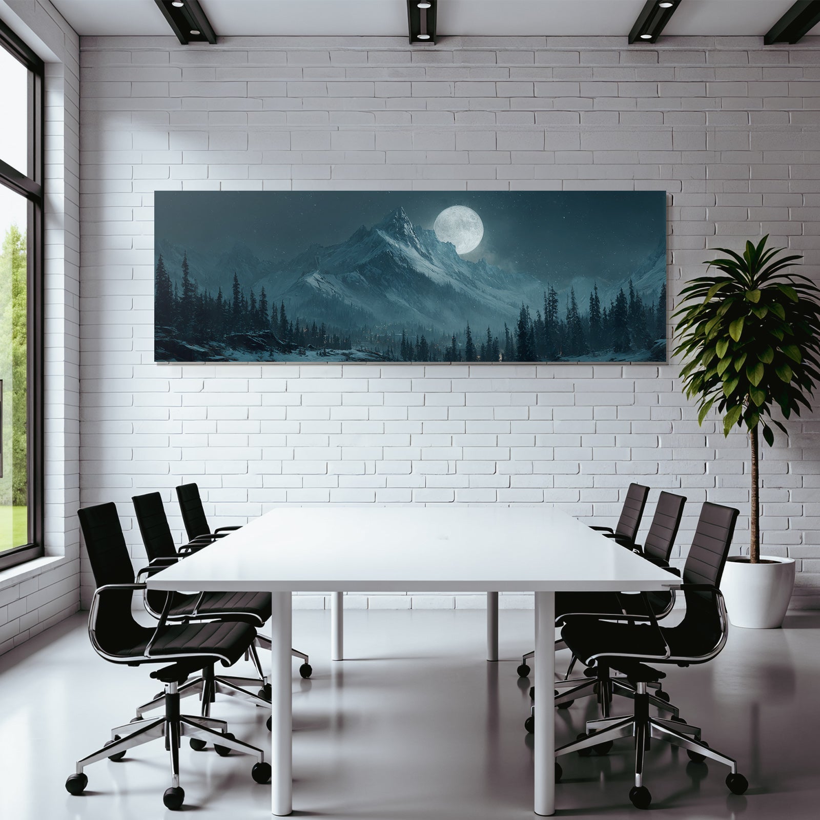 Mystische Schneebedeckte Berge Im Mondlicht