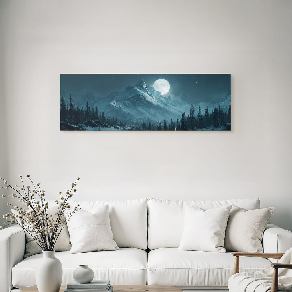 Mystische Schneebedeckte Berge Im Mondlicht