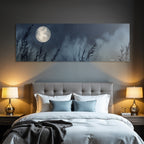 Nachtlandschaft Mit Grossem Mond Und Schilf