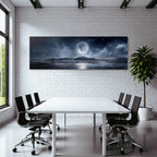 Ruhige Nachtlandschaft Mit Vollmond Und Reflexion Im Wasser