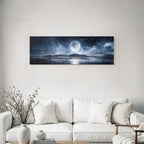 Ruhige Nachtlandschaft Mit Vollmond Und Reflexion Im Wasser