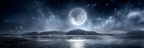 Ruhige Nachtlandschaft Mit Vollmond Und Reflexion Im Wasser | Psychedelische Kunst | Stilrichtungen