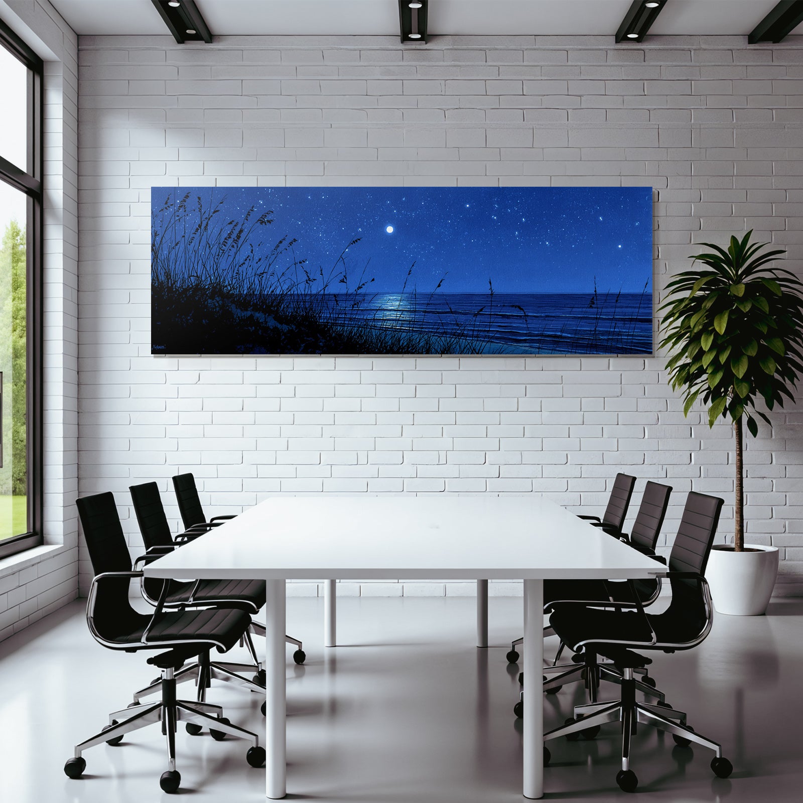 Ruhige Nachtszene Am Meer Mit Mondlicht Reflexion