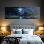 Stille Nachtlandschaft Mit Vollmond Und Ruhigem Wasser