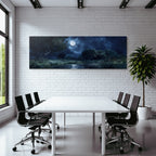 Stille Nachtlandschaft Mit Vollmond Und Ruhigem Wasser