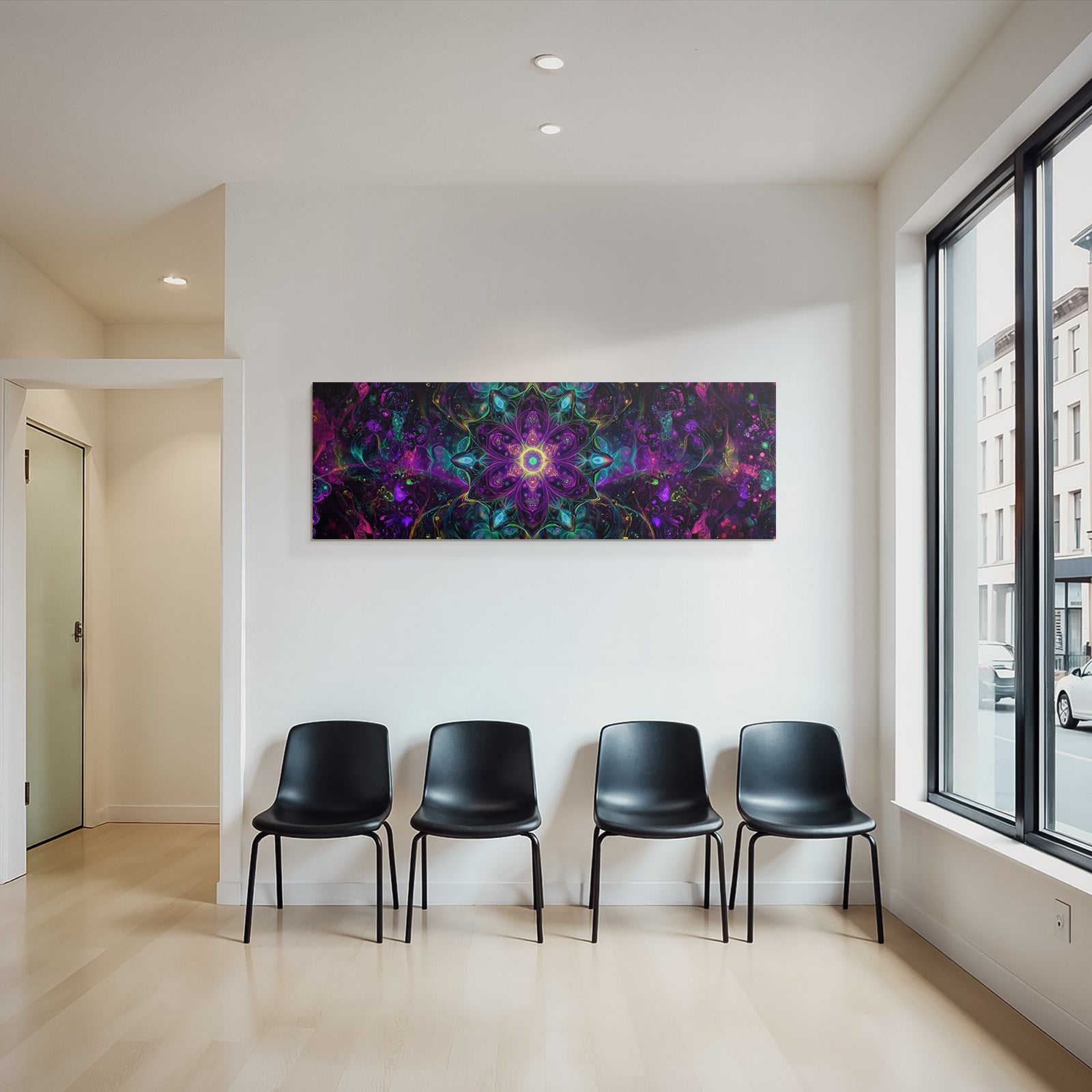 Zentrales Florales Design Mit Bunten Wirbeln Energie Und Kreativitat