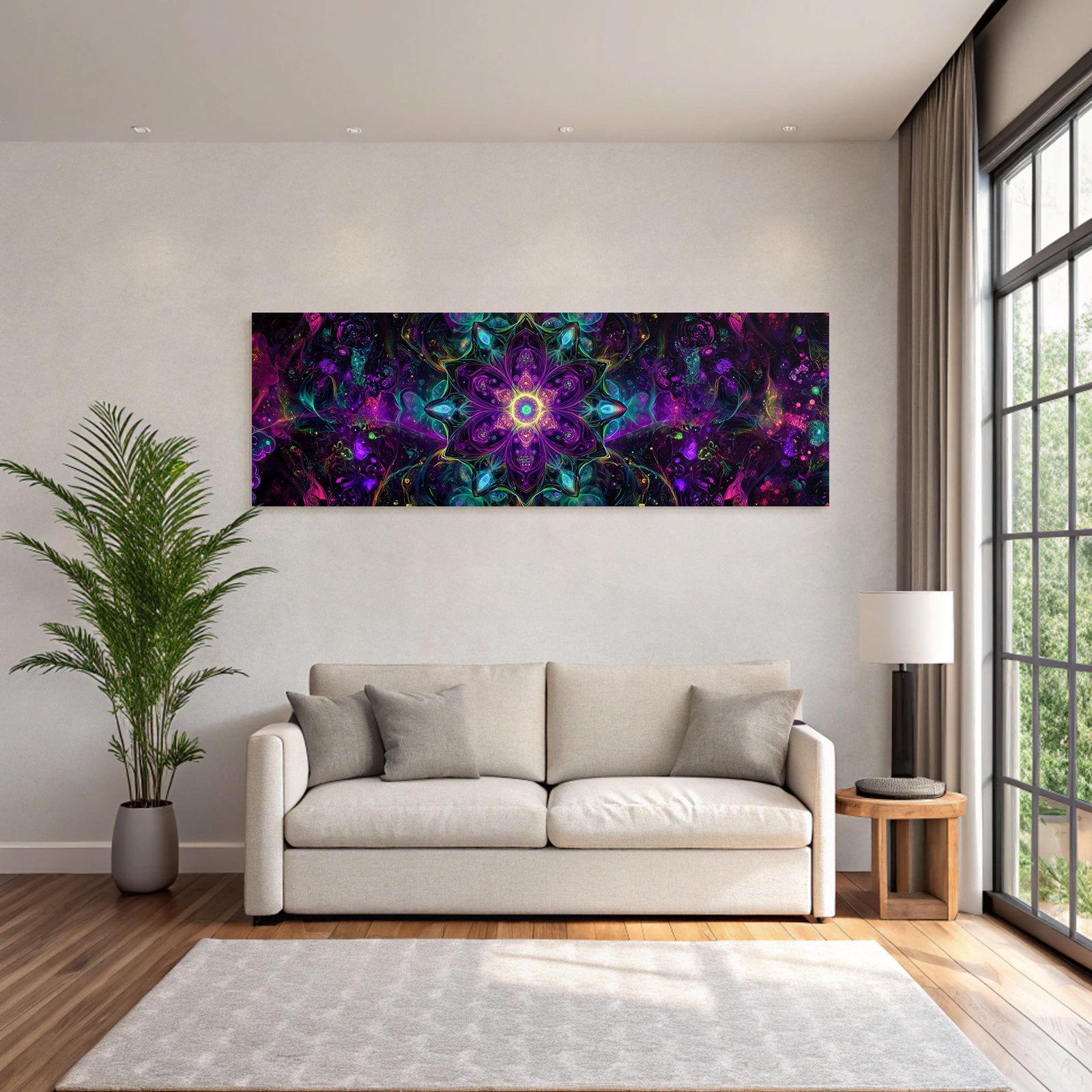 Zentrales Florales Design Mit Bunten Wirbeln Energie Und Kreativitat