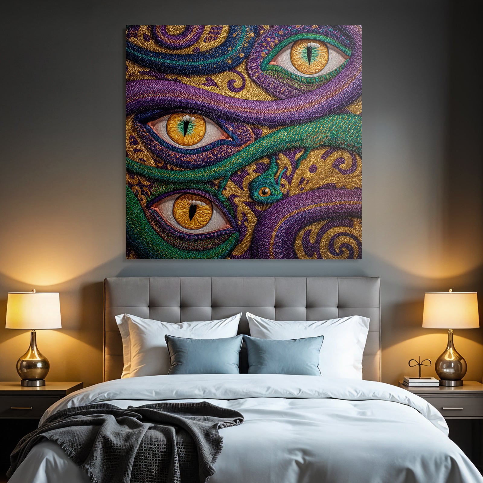 Bunte Schlangen Und Augen In Surrealem Kunstwerk
