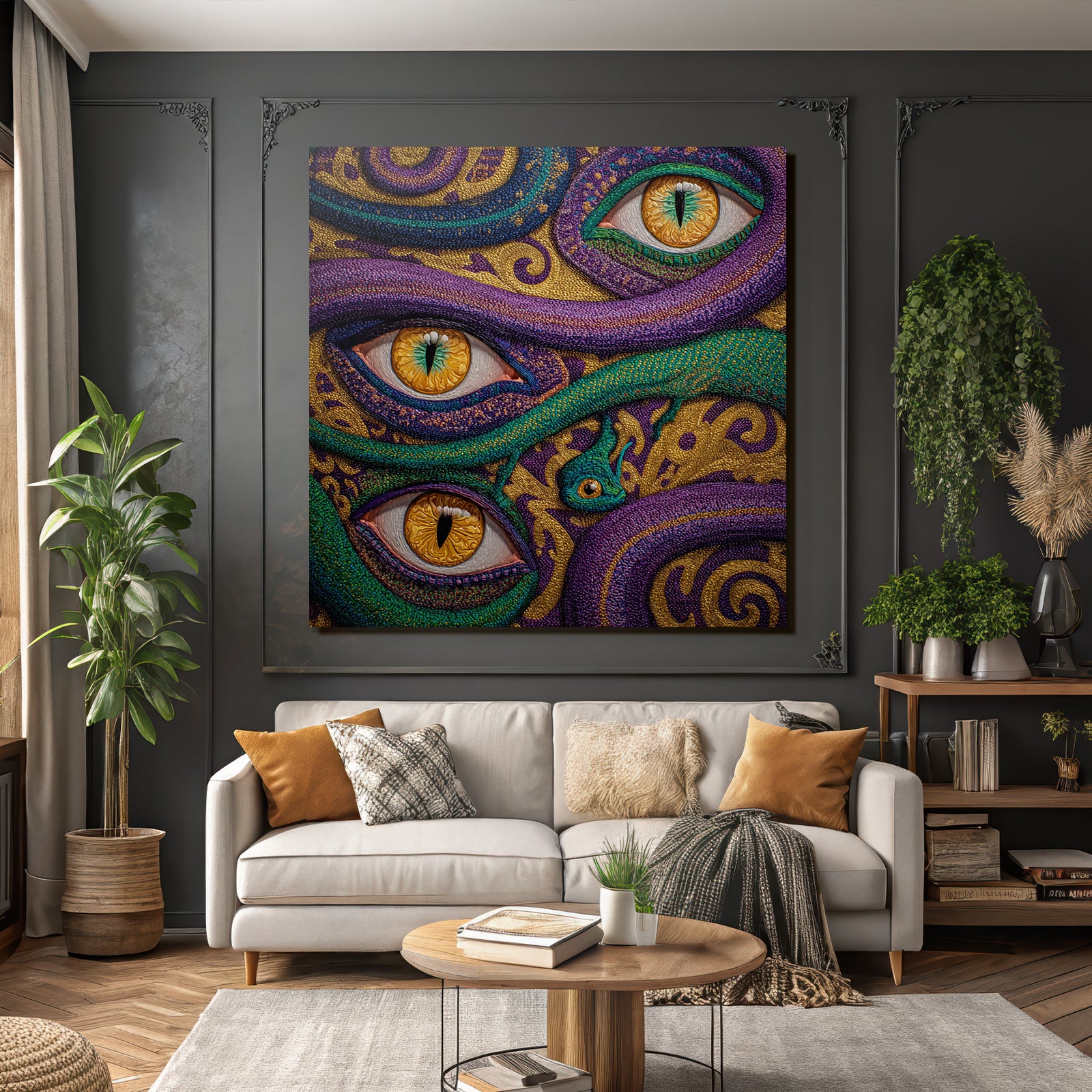 Bunte Schlangen Und Augen In Surrealem Kunstwerk