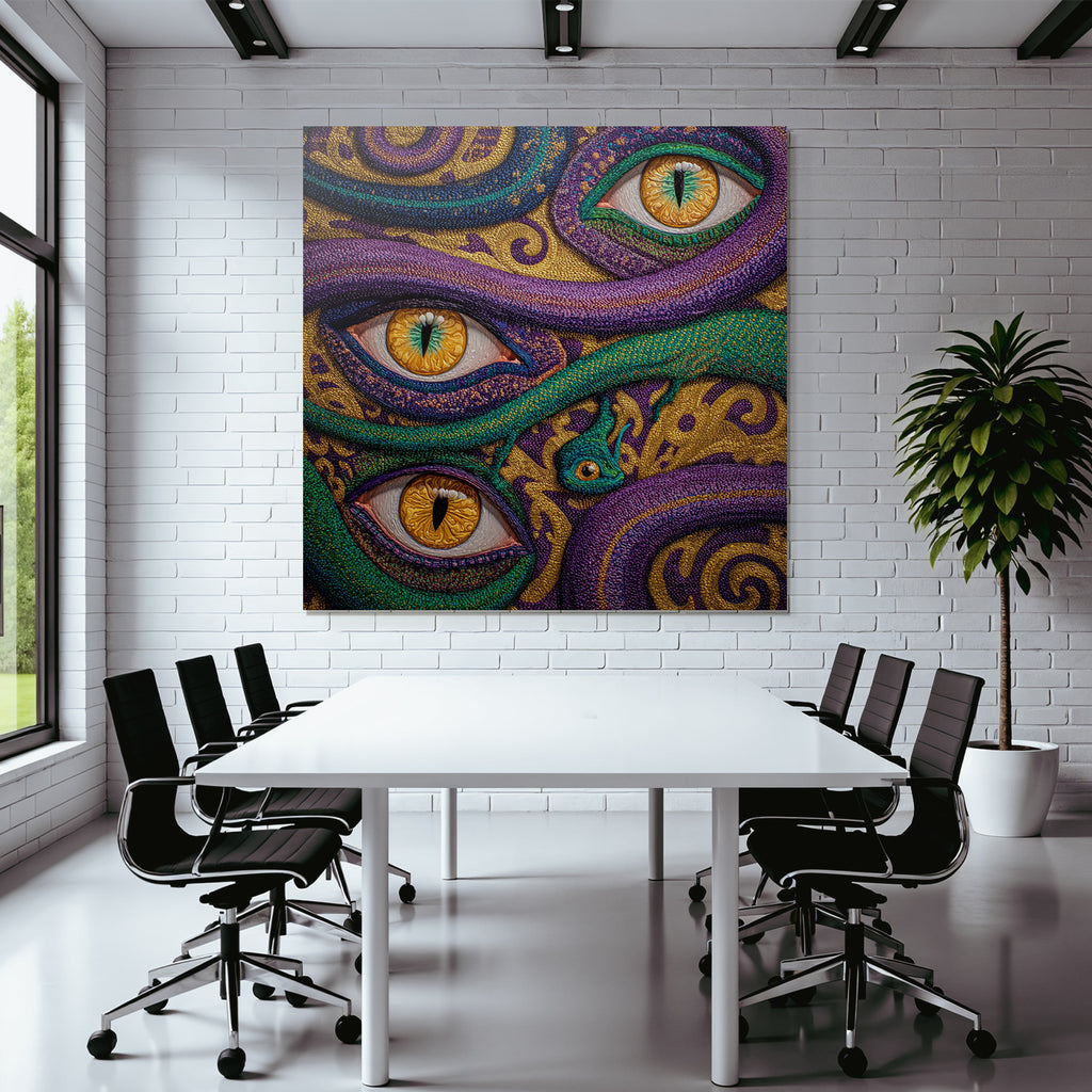 Bunte Schlangen Und Augen In Surrealem Kunstwerk