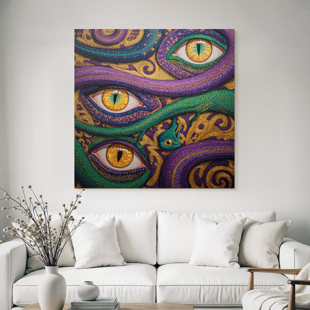 Bunte Schlangen Und Augen In Surrealem Kunstwerk