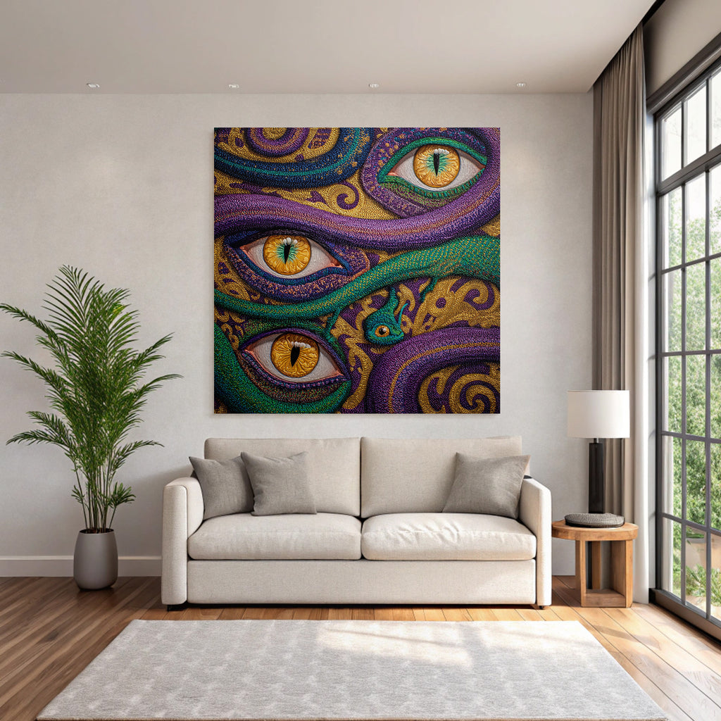 Bunte Schlangen Und Augen In Surrealem Kunstwerk