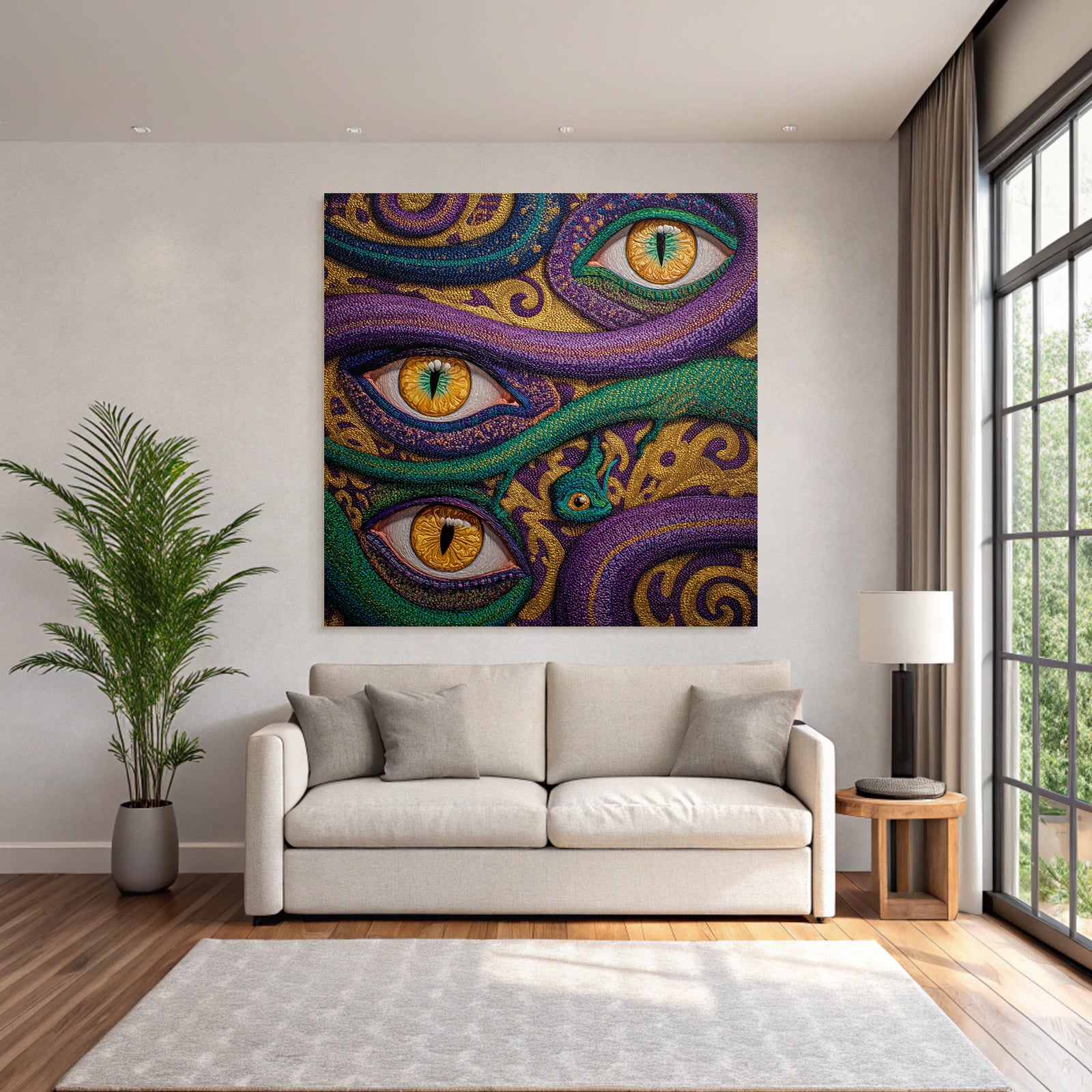 Bunte Schlangen Und Augen In Surrealem Kunstwerk