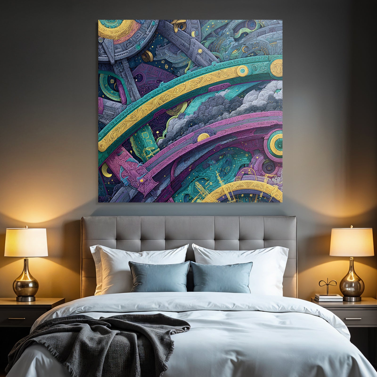 Fantastische Kosmische Landschaft Mit Wolken Sternen Und Mustern