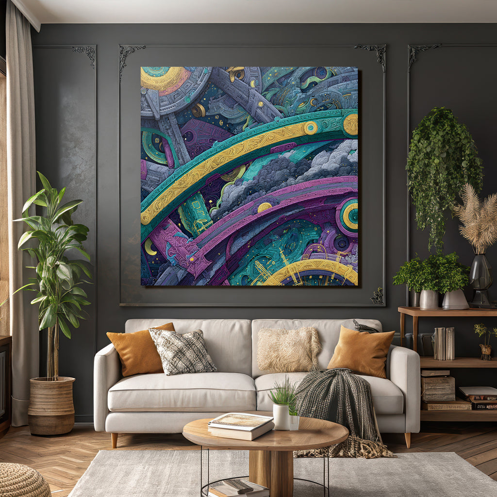 Fantastische Kosmische Landschaft Mit Wolken Sternen Und Mustern
