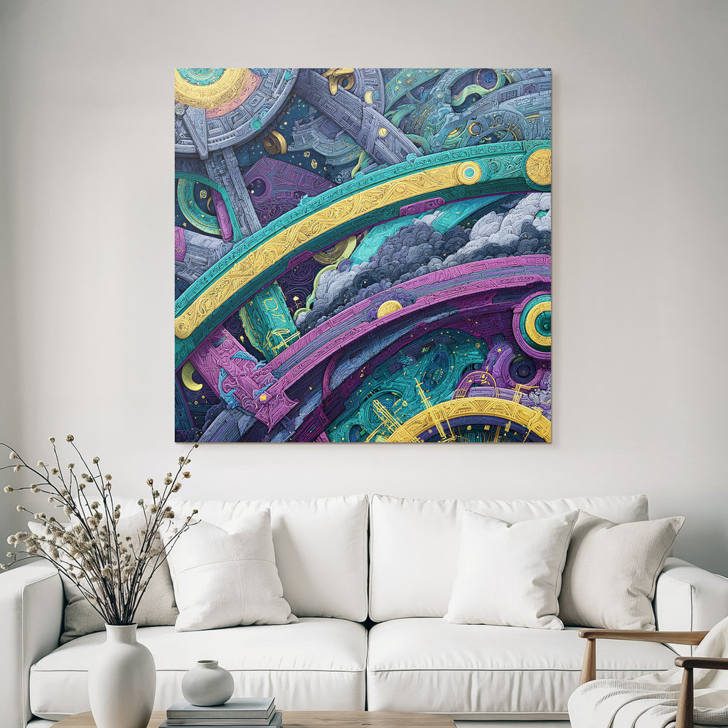 Fantastische Kosmische Landschaft Mit Wolken Sternen Und Mustern