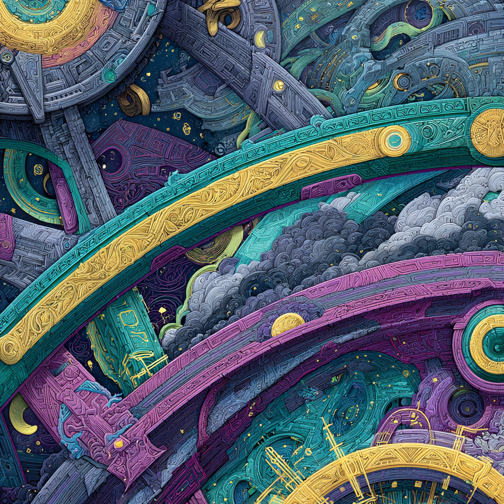 Fantastische Kosmische Landschaft Mit Wolken Sternen Und Mustern | Psychedelische Kunst | Stilrichtungen