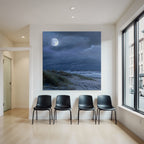 Friedlicher Nachtstrand Mit Vollmond Und Dünen
