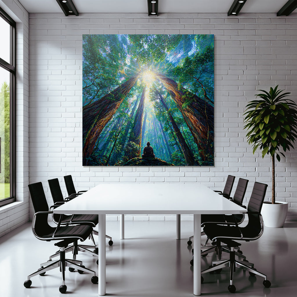 Meditation Im Wald Lichtstrahlen Und Ruhe