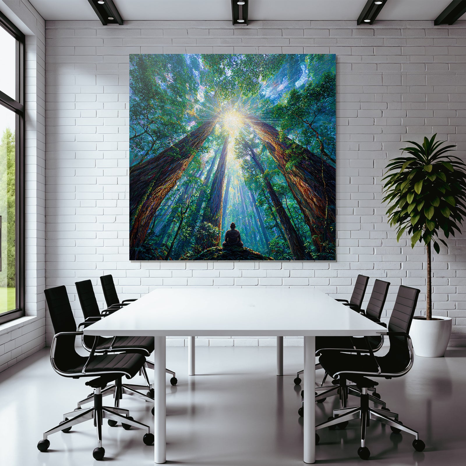 Meditation Im Wald Lichtstrahlen Und Ruhe