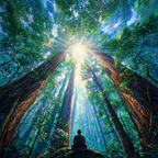 Meditation Im Wald Lichtstrahlen Und Ruhe | Psychedelische Kunst | Stilrichtungen