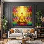 Meditative Figur In Leuchtender Psychedelischer Aura